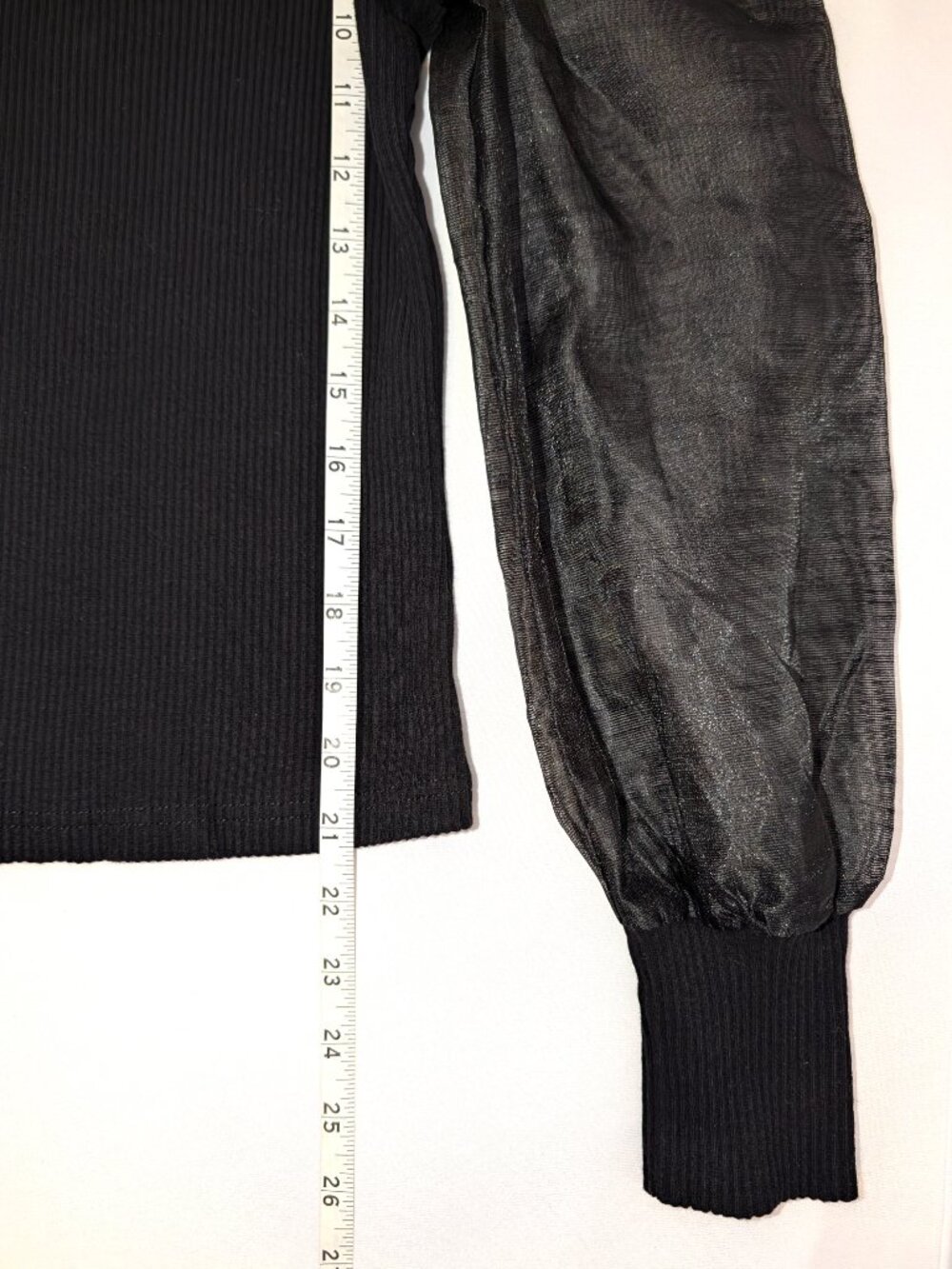 Dolan | Anthropologie Organza Puff Sleeve Top in Black | Size XS - Picture 8 of 11